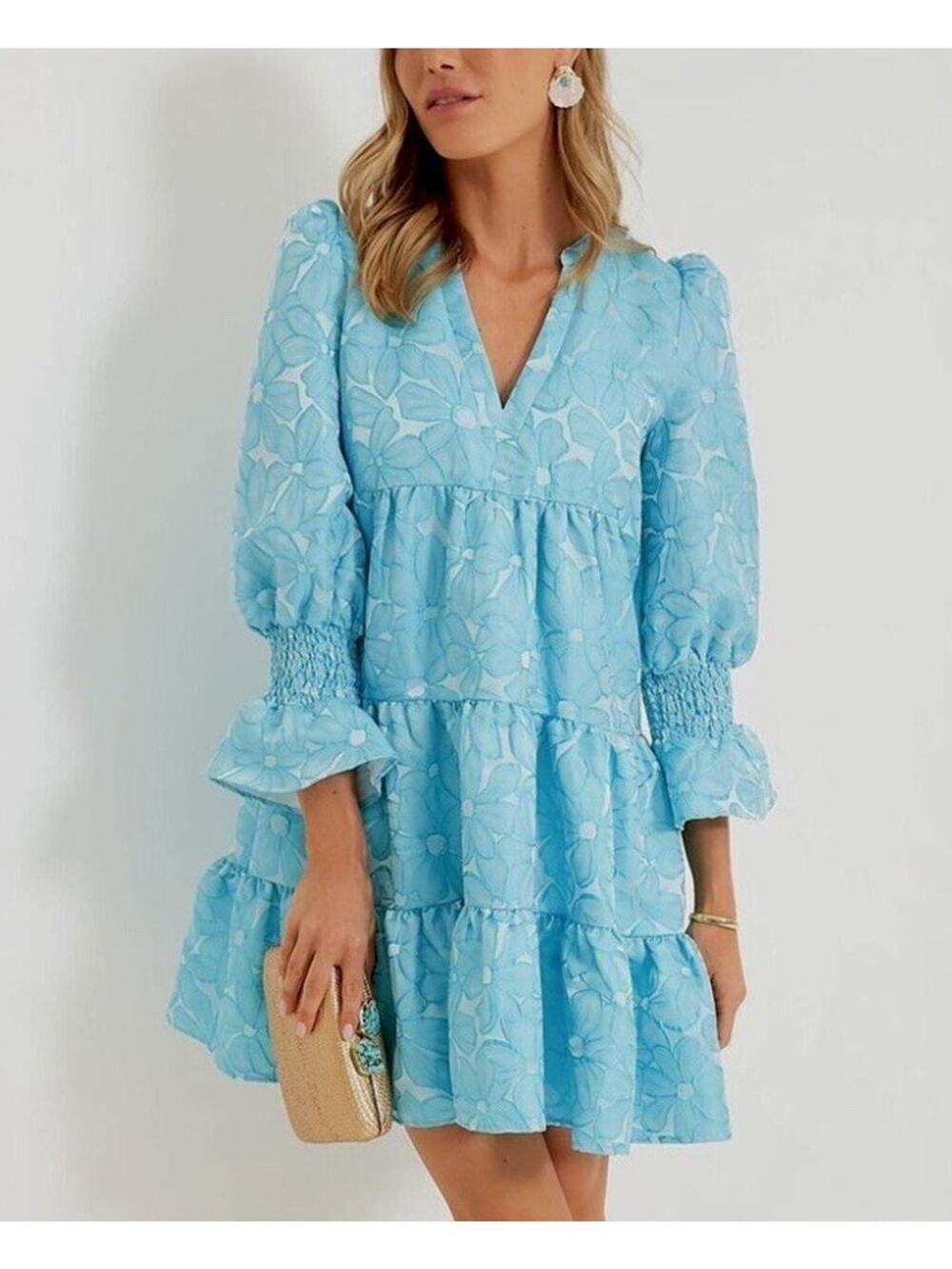 Tuckernuck Pomander Place Jacquard Kenzo Blue Daisy Mini Dress New XL